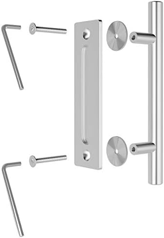 Genius Iron 12-inch Stainless Steel Barn Door Handle Set Black