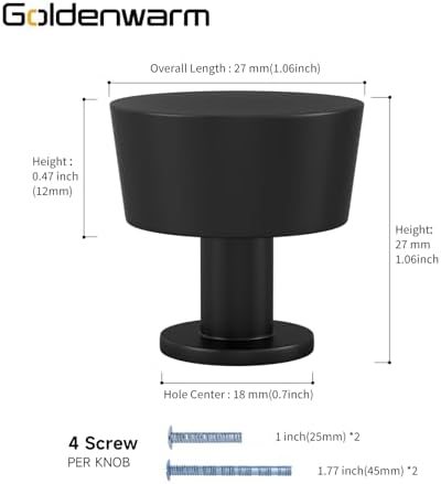 GoldenWarm 30-Piece Black Cabinet Knobs