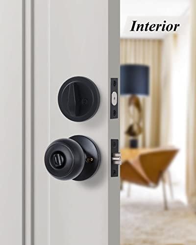 3 Pack All Keyed Identical Deadbolt Door Knob Set Classic Matte Black