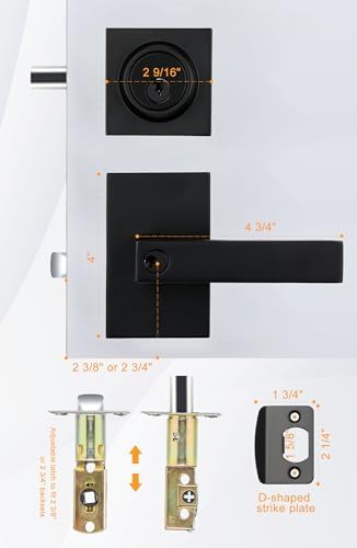 GoldenWarm 3-Pack Black Door Handle with Deadbolt Set
