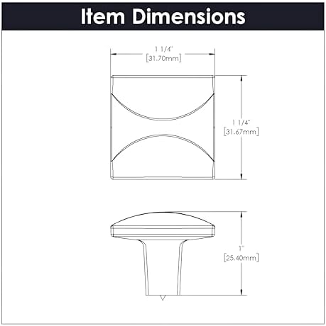 Crest Collection Knob 1-14 Inch Square Black Nickel Vibed Finish