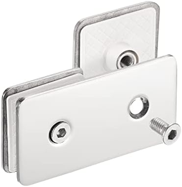HARFINGTON 180-Degree Stainless Steel Glass Clamp Set 4-Piece Bright Silver