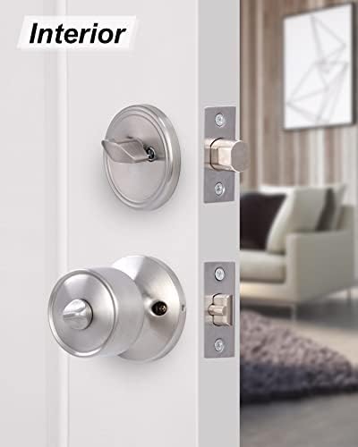 Lanwandeng 4 Sets Keyed Alike Door Knobs and Deadbolt Lock Combo Set