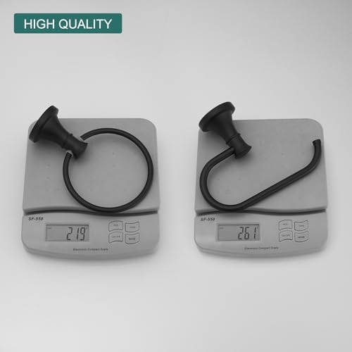 Sturdy Black Bathroom Set With Towel Ring Toilet Paper Holder