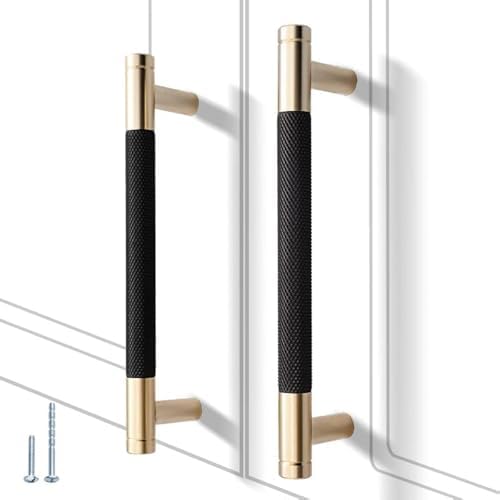 12 Pack 5 Inch Knurled Cabinet Pulls Gold Black Oxidation Finish