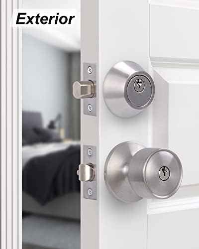 Lanwandeng 4 Sets Keyed Alike Door Knobs and Deadbolt Lock Combo Set