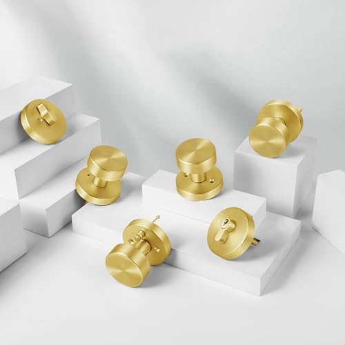 Gold-Plated Front Door Knob Deadbolt Set with SATIN Brass Finish
