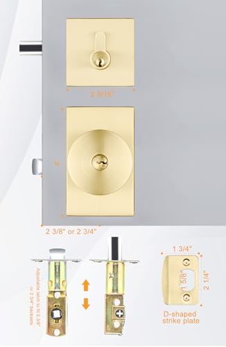 GoldenWarm Gold Exterior Door Knobs with Deadbolt