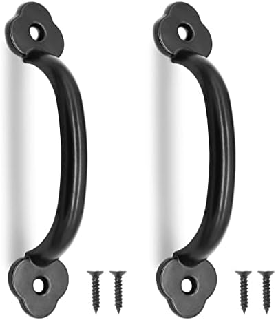 12-Piece Barn Door Handles Set Rustic Black Metal Door Handles