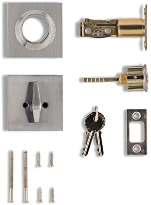 Modern Slim Single Cylinder Deadbolt Lock with Satin Nickel Finish