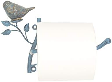 Owlgift Wall-Mounted Toilet Tissue Organizer with Ceramic Bird Rust-Resistant Turquoise