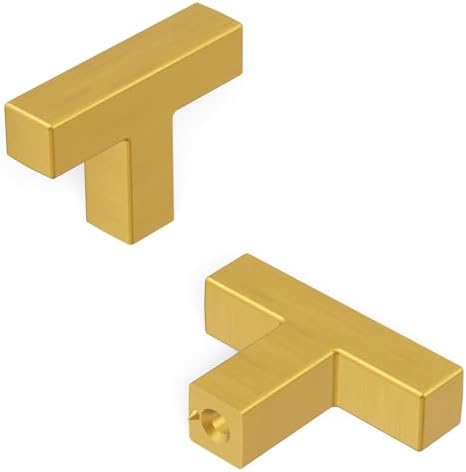 Hickory Hardware Skylight T-Knob Brushed Golden Brass Finish