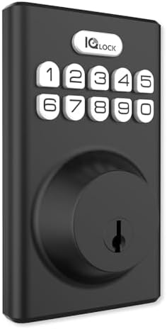 Qolsys IQ Lock-PG Push Button Deadbolt Matte Black