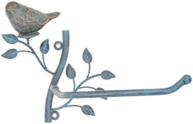 Owlgift Wall-Mounted Toilet Tissue Organizer with Ceramic Bird Rust-Resistant Turquoise
