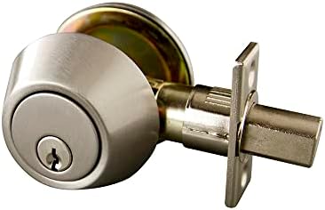Design House 727446 Single Cylinder 6-Way Universal Deadbolt with Latch SATIN Nickel