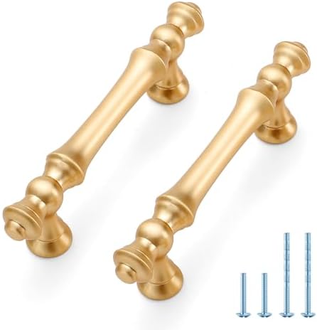 10-Piece Set of Brushed Brass Kitchen Cabinet Handles