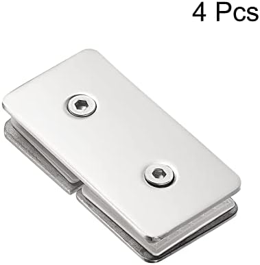 HARFINGTON 180-Degree Stainless Steel Glass Clamp Set 4-Piece Bright Silver