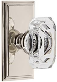 Grandeur 828356 Polished Nickel Carre Plate Door Knob with Privacy