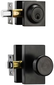 Starpy Aged Bronze Black Door Knobs with Deadbolt Lock Set