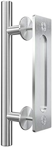 Genius Iron 12-inch Stainless Steel Barn Door Handle Set Black