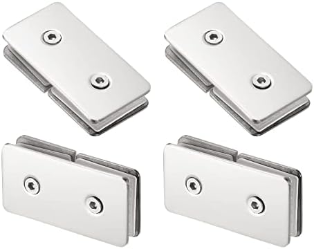 HARFINGTON 180-Degree Stainless Steel Glass Clamp Set 4-Piece Bright Silver