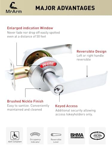 MrArm Keyed Entry Privacy Indicator Lock Silver
