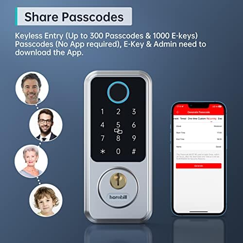 Hornbill Smart Lock - Keyless Entry Door Lock with Alexa Fingerprint Recognition