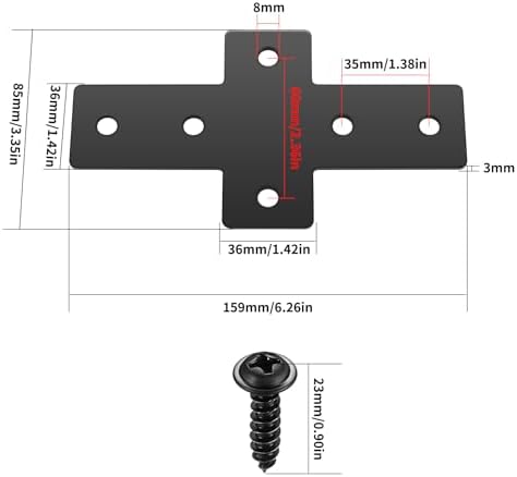 4-Piece Cross-Flat Plate Bracket Set for 3535 Aluminum Profile