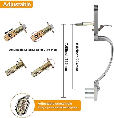 Stylish Front Door Handles with Crystal Knobs and Adjustable Latch