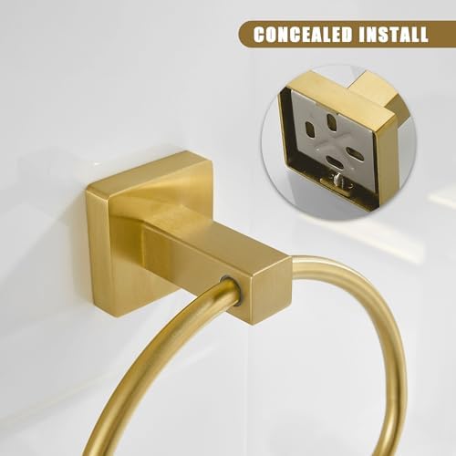 Leyden Gold Toilet Paper Holder Hand Towel Holder Modern Brass Bathroom Hardware Set