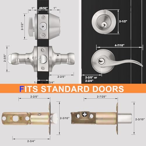 10 Sets Front Entry Handle Set Satin Nickel