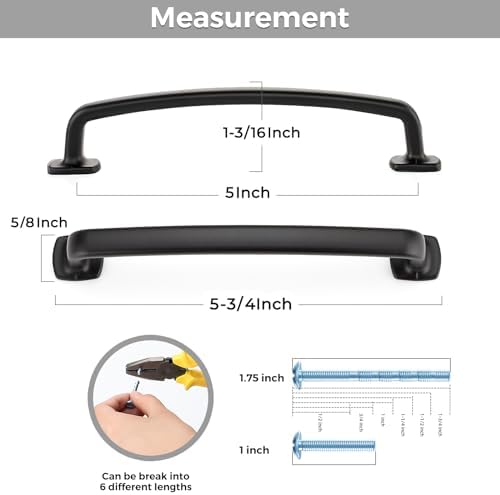 10 Pack Matte Black Cabinet Handles 5 Inch Arch Pulls