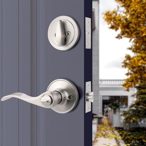 10 Sets Front Entry Handle Set Satin Nickel