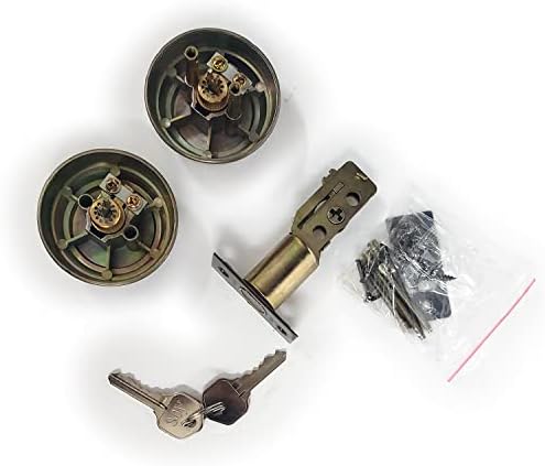 LA Ornamental Gate Lock Double Cylinder Deadbolt Antique Brass