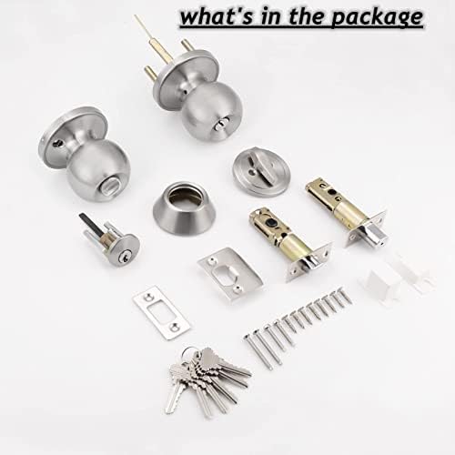 Probrico Satin Nickel Entry Door Handle Set with Deadbolts