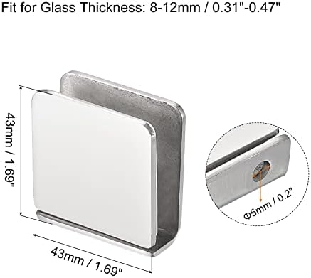 Secure Durable 4x Stainless Steel Square Glass Clamps for 8-12mm Thickness