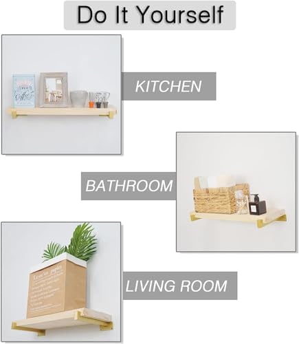 Sturdy Gold Floating Shelf Brackets for Kitchen Bathroom