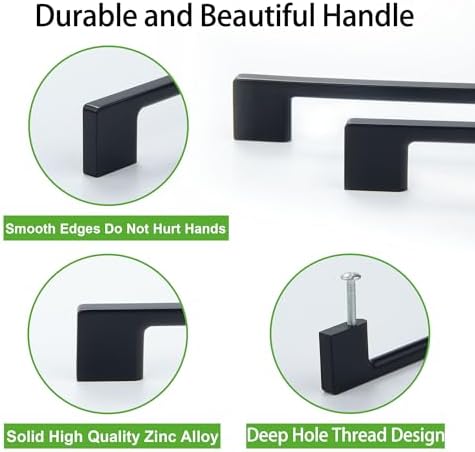 TUNNY 10-Piece Classic Cabinet Handle Set Matte Black