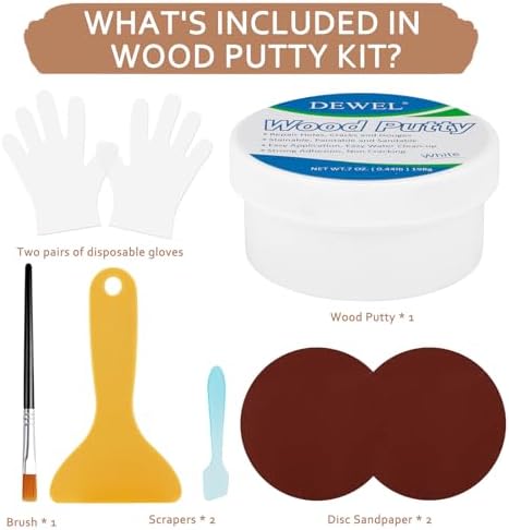 DEWEL White Wood Putty Wood Filler Kit - Excellent Wood Closure