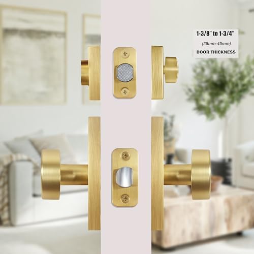 Gold Door Knob Set with Satin Brass Finish