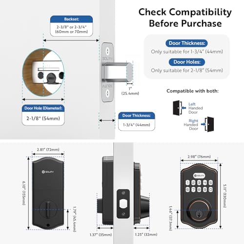 Solity AT1 Smart Deadbolt Lock with 100 Custom Codes Keyless Entry