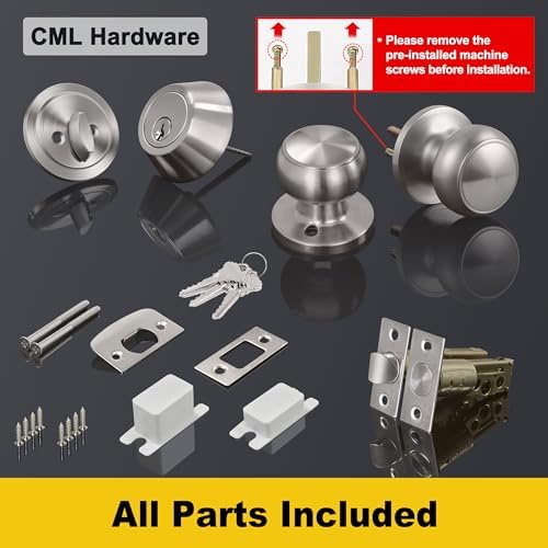 Secure Entry Deadbolt Lock Passage Door Knob Pair