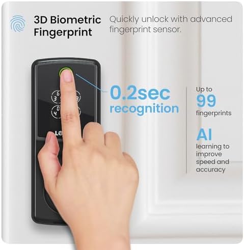 Lockly Secure Front Door Smart Lock with AI Fingerprint Entry