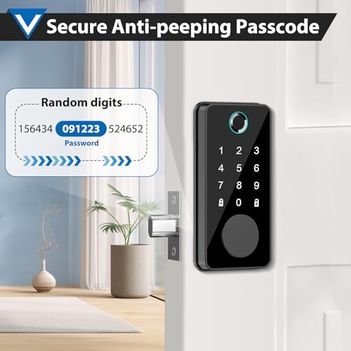 Smart Fingerprint Door Lock with 5 Unlock Methods Anti-Peeping Security