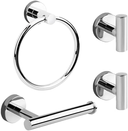 4-Piece Polished Chrome Bathroom Hardware Set with Toiletoil Hand Towel Holders