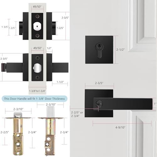 Probrico Matte Black Exterior Door Lockset with Deadbolt and Lever