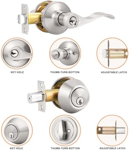 10 Sets Front Entry Handle Set Satin Nickel