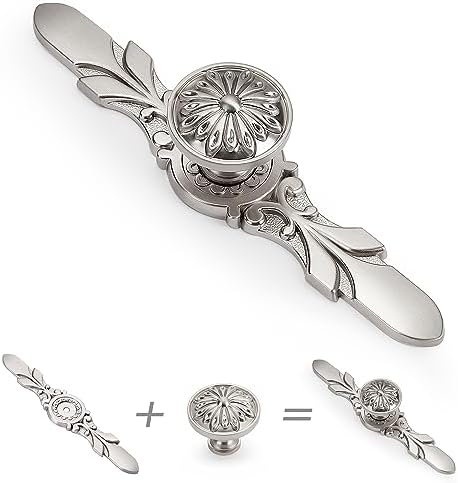 Round Knobs with Backplates for Cabinets 10-Piece Set