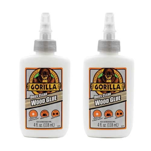 Gorilla Dries Clear Wood Glue 4oz Bottle Pack of 2