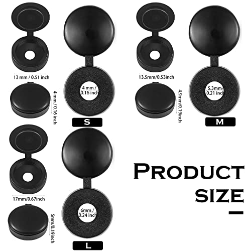 Hotop100 Pieces Plastic Hinged Screw Cover Caps Medium Black